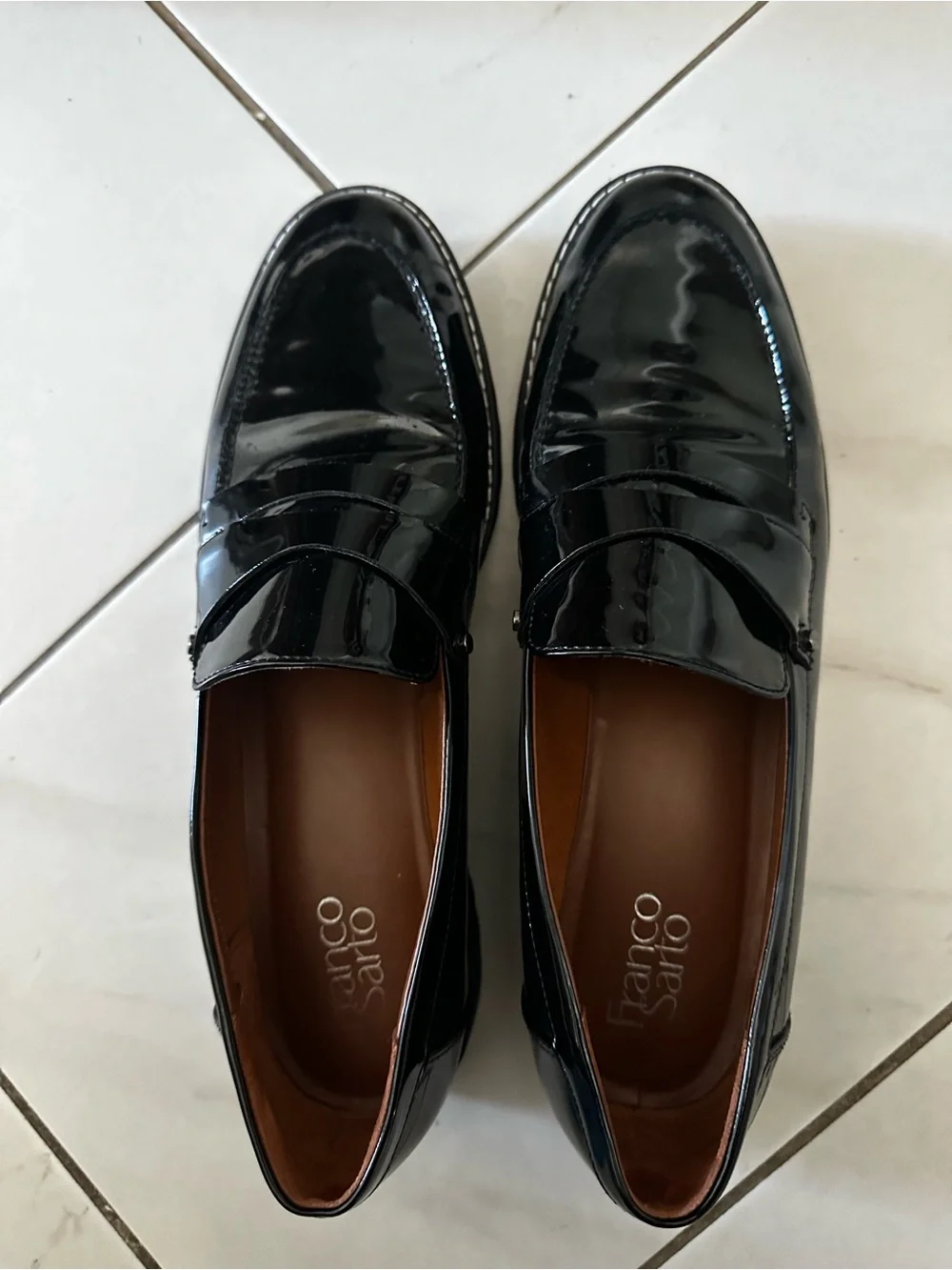 Franco Sarto Black Patent Lug Sole Loafer
